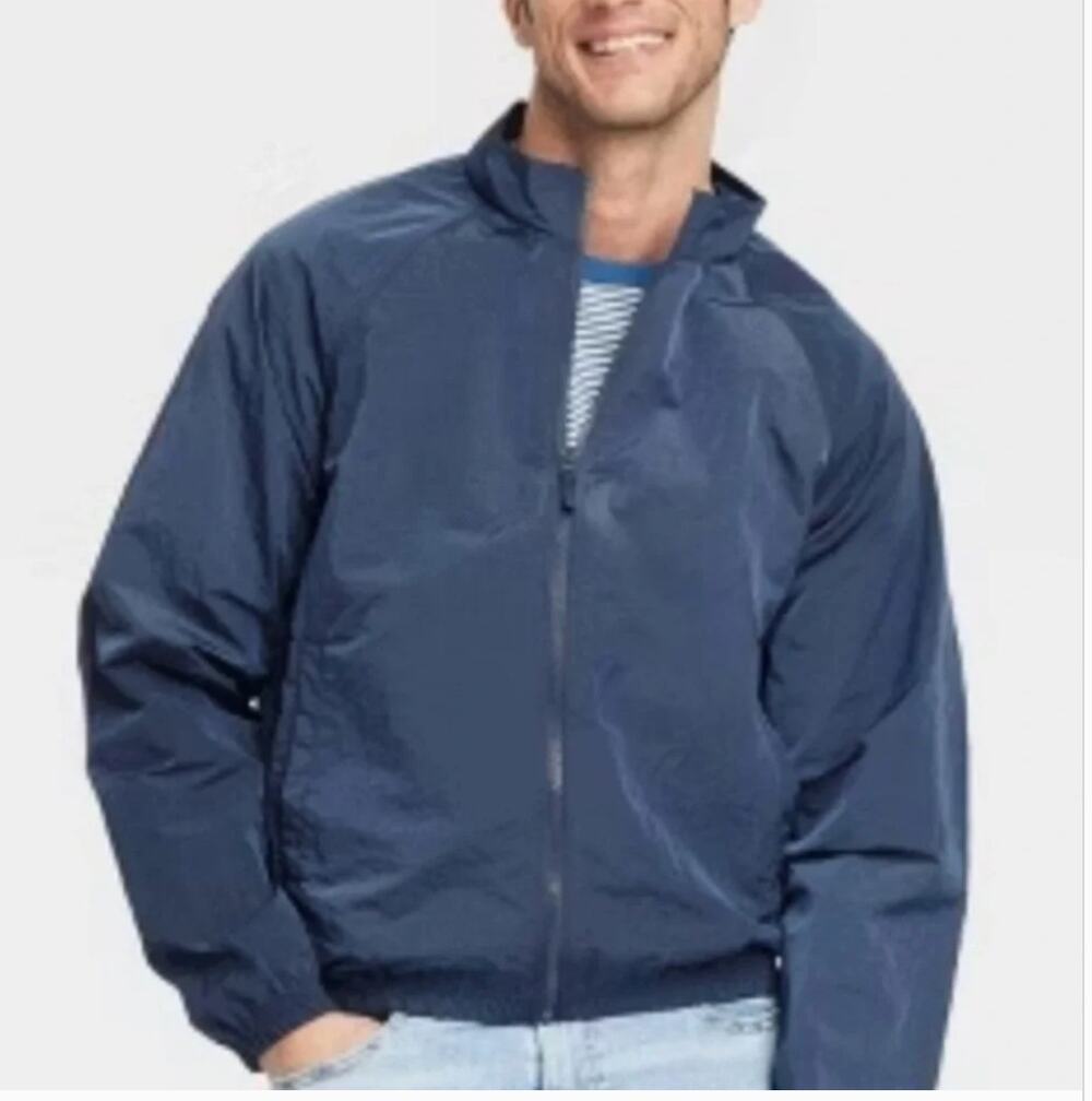 NWT Goodfellow & Co Men's Full Zip Windbreaker Jacket Cornelian Blue Size Medium